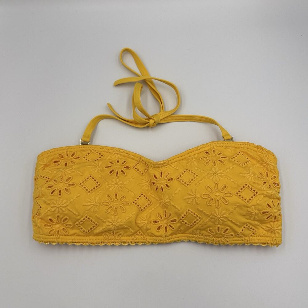Kate Spade New York Bikini Top Yellow Eyelet Bandeau Halter Swim S02174S